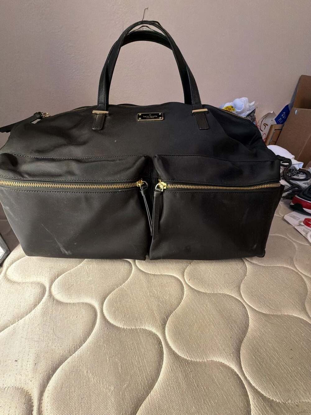 Kate Spade New York Nylon Travel Weekender Duffle Bag with Dual Front Pockets